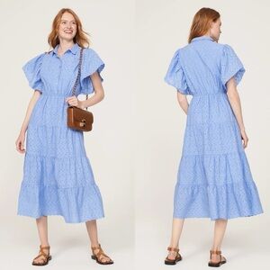 Slate & Willow Blue Eyelet Midi Dress